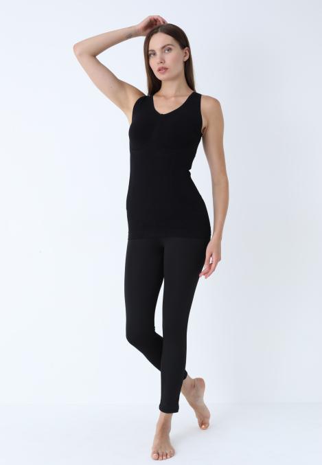 Maiou Dama Modelator in Talie cu Bretele Late, Material Moale, Culoare Negru,Engros